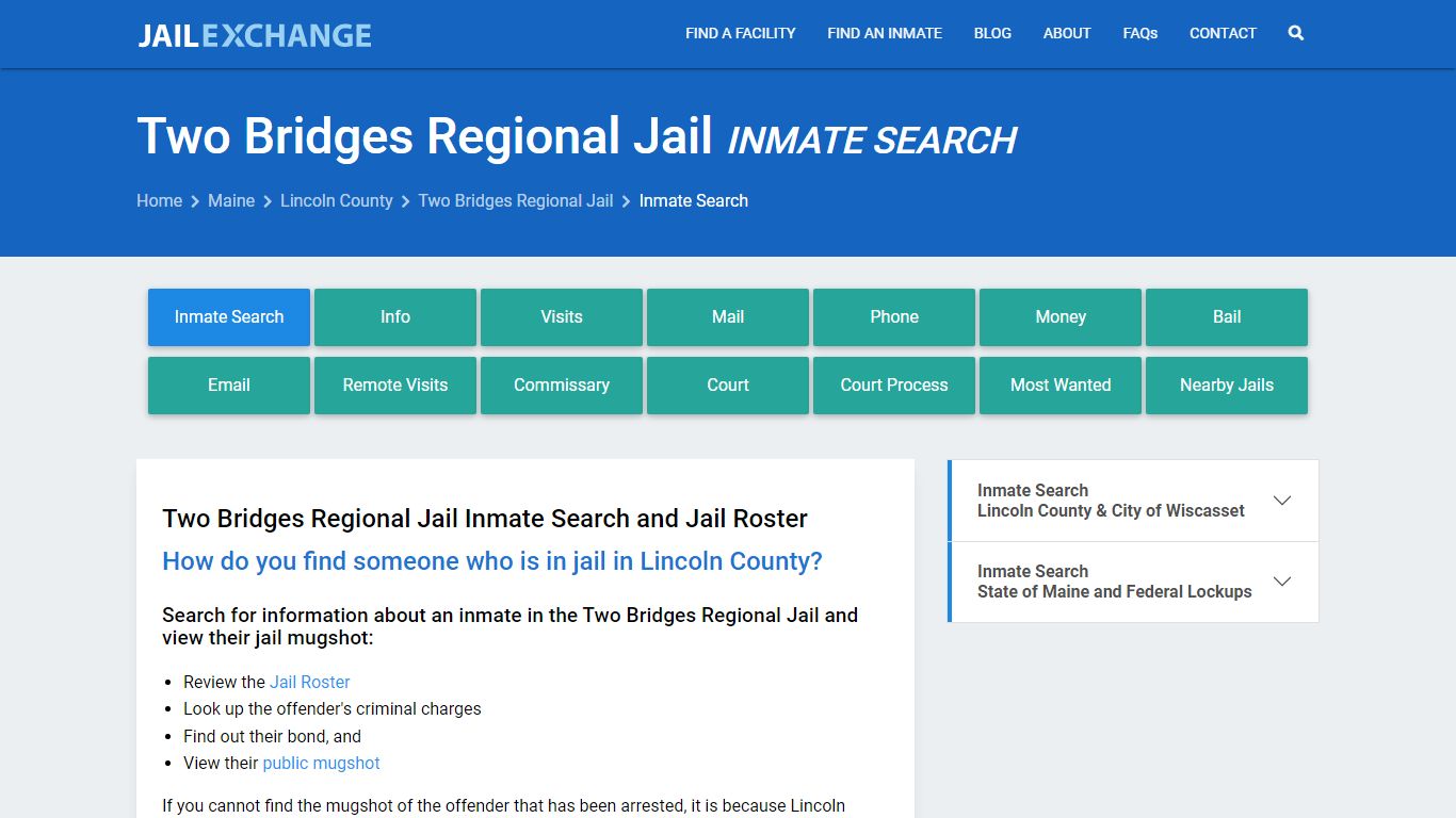Two Bridges Regional Jail Inmate Search - Jail Exchange