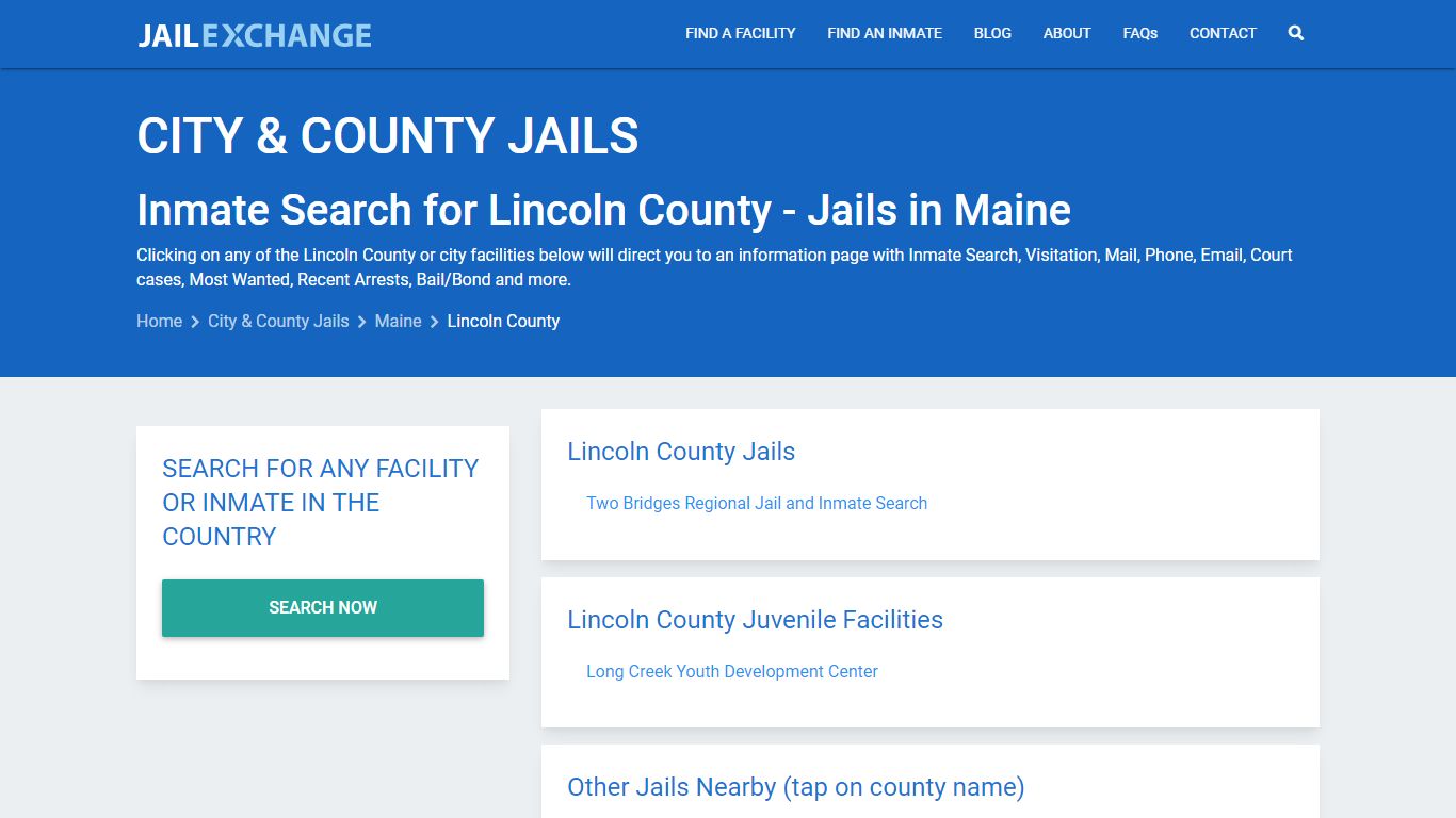 Inmate Search for Lincoln County | Jails in Maine - Jail Exchange